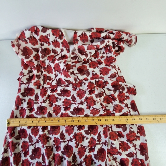 Betsey Johnson Floral Wrap Midi Dress Size 14 Asymmetric Hem Layered Romantic - Picture 8 of 13